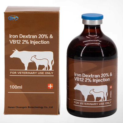 आयरन डेक्सट्रान 20% पशु चिकित्सा दवा इंजेक्शन &amp; Vb12 2% 100ml पशुओं के लिए आयरन की कमी