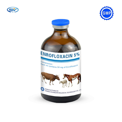 मवेशी घोड़ों के लिए पशु चिकित्सा इंजेक्शन योग्य दवाएं एनरोफ्लोक्सासिन इंजेक्शन 50 मिलीग्राम 50 मिलीलीटर/100 मिलीलीटर