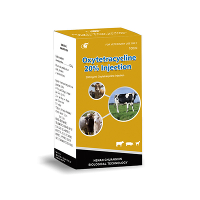 मवेशी, भेड़, बकरी, कुत्ते, पशु औषधियों के लिए पशु चिकित्सा इंजेक्शन योग्य दवाएं ऑक्सीटेट्रासाइक्लिन एचसीएल 20% इंजेक्शन